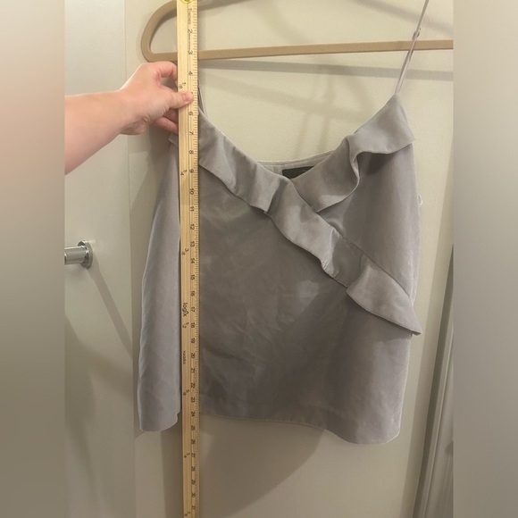 J. Crew Cami Tank Top Women’s 14 Velvet Ruffle Silver Asymmetrical - Picture 7 of 7